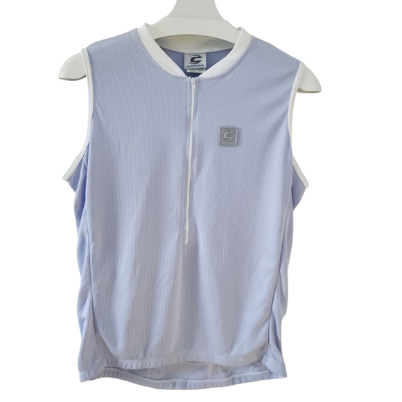 CANNONDALE Sleeveless Cycling Jersey Light Purple White Trim 3/4 zip XL like new - Picture 2 of 13